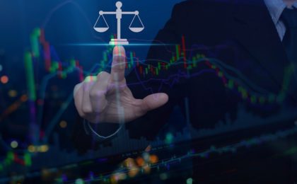 Legal scales with a Forex chart