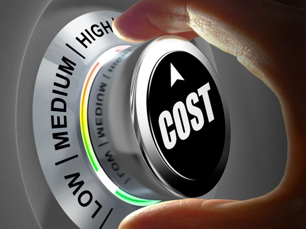Cost dial with low, medium and high Cost dial with low, medium and high