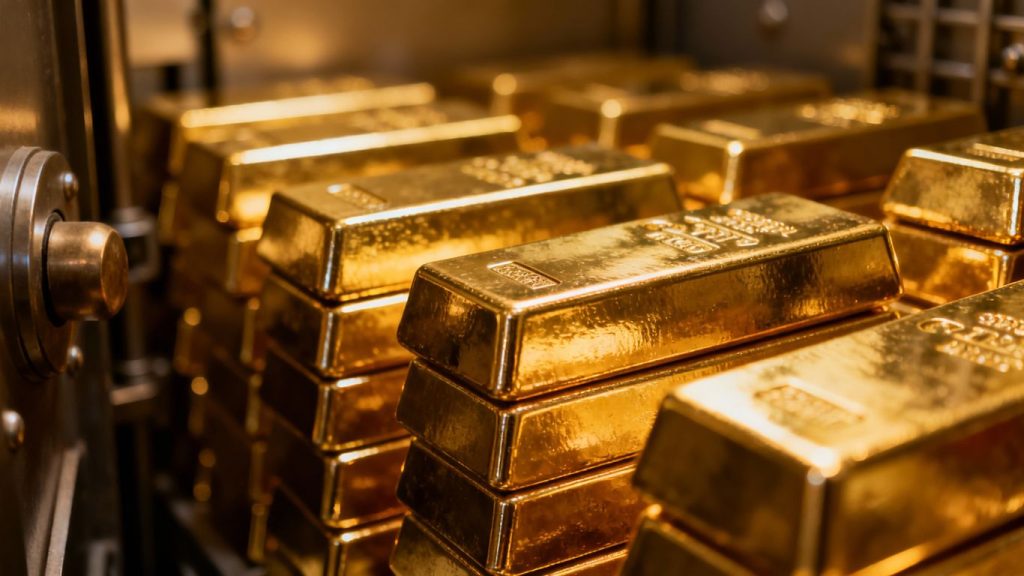 thumbnail-2 Gold bars stacked in a vault